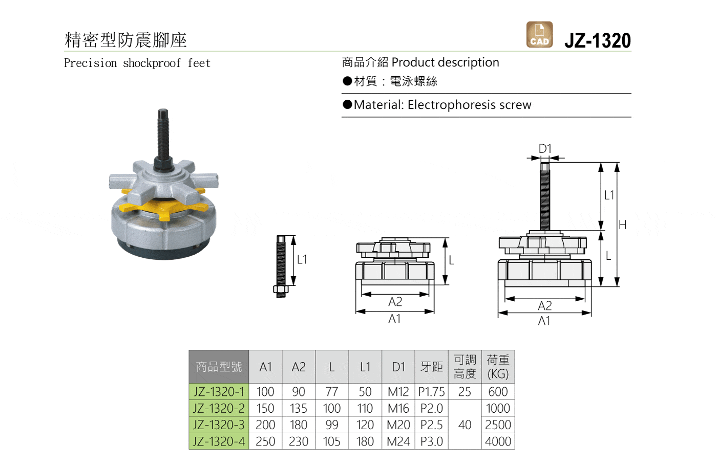 JZ-1320 精密型防震腳座