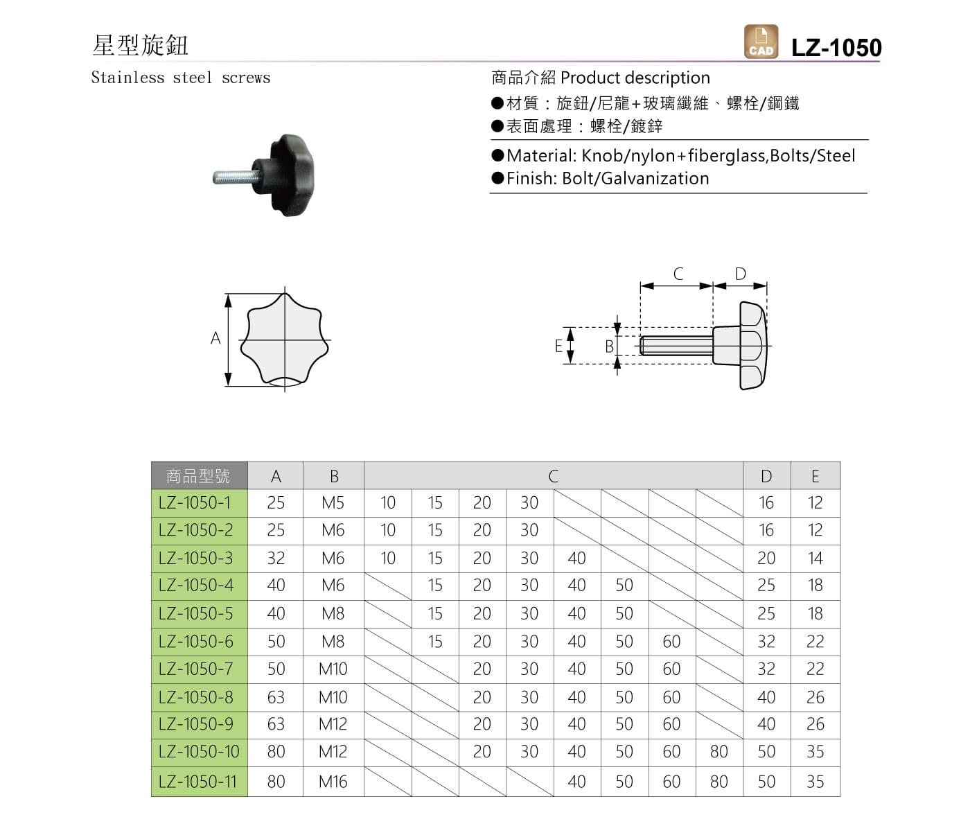 LZ-1050 星型旋鈕