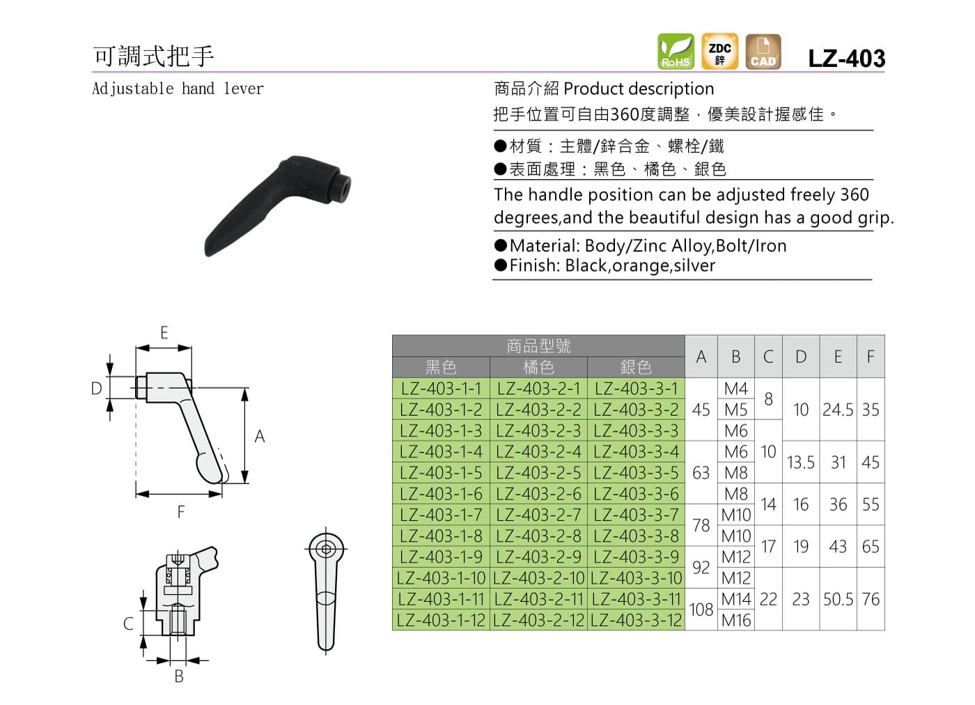 LZ-403 可調式把手