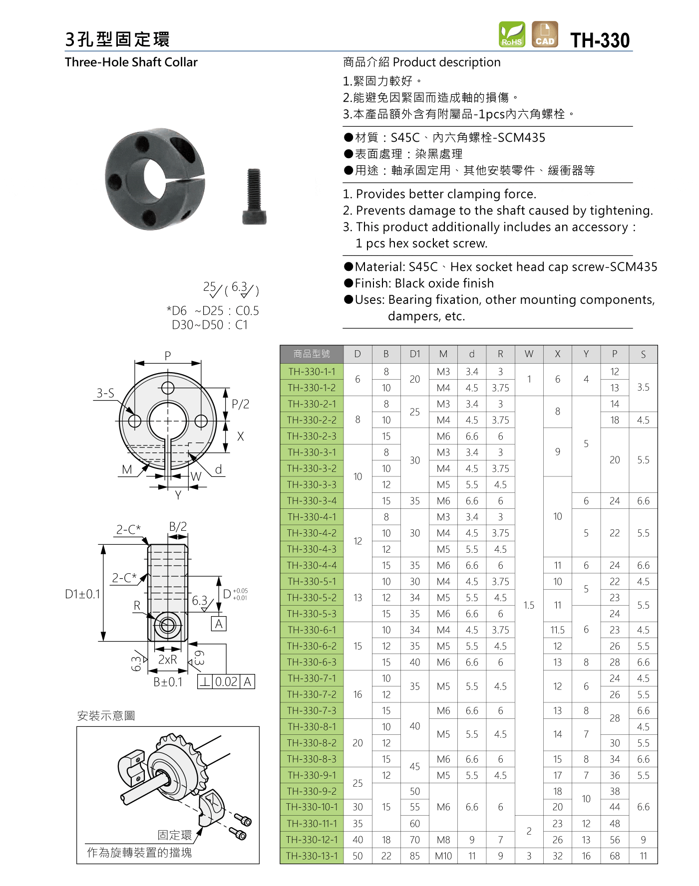 TH-330 3孔型固定環